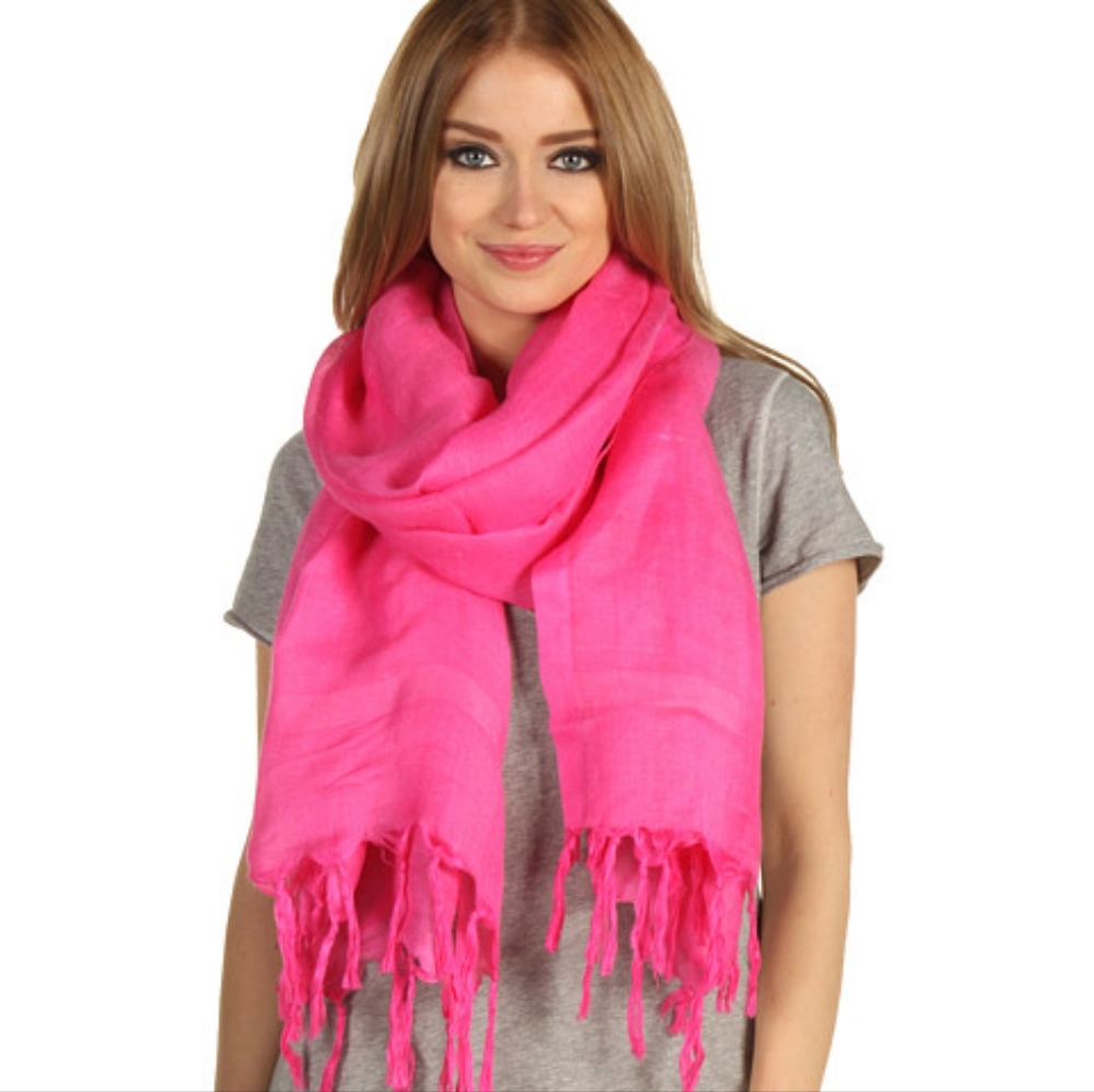 Vintage Love Quotes Linen Scarf in Barbie Pink